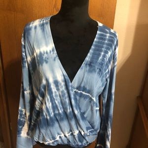 Tie Dyed Mock Wrap Blouse